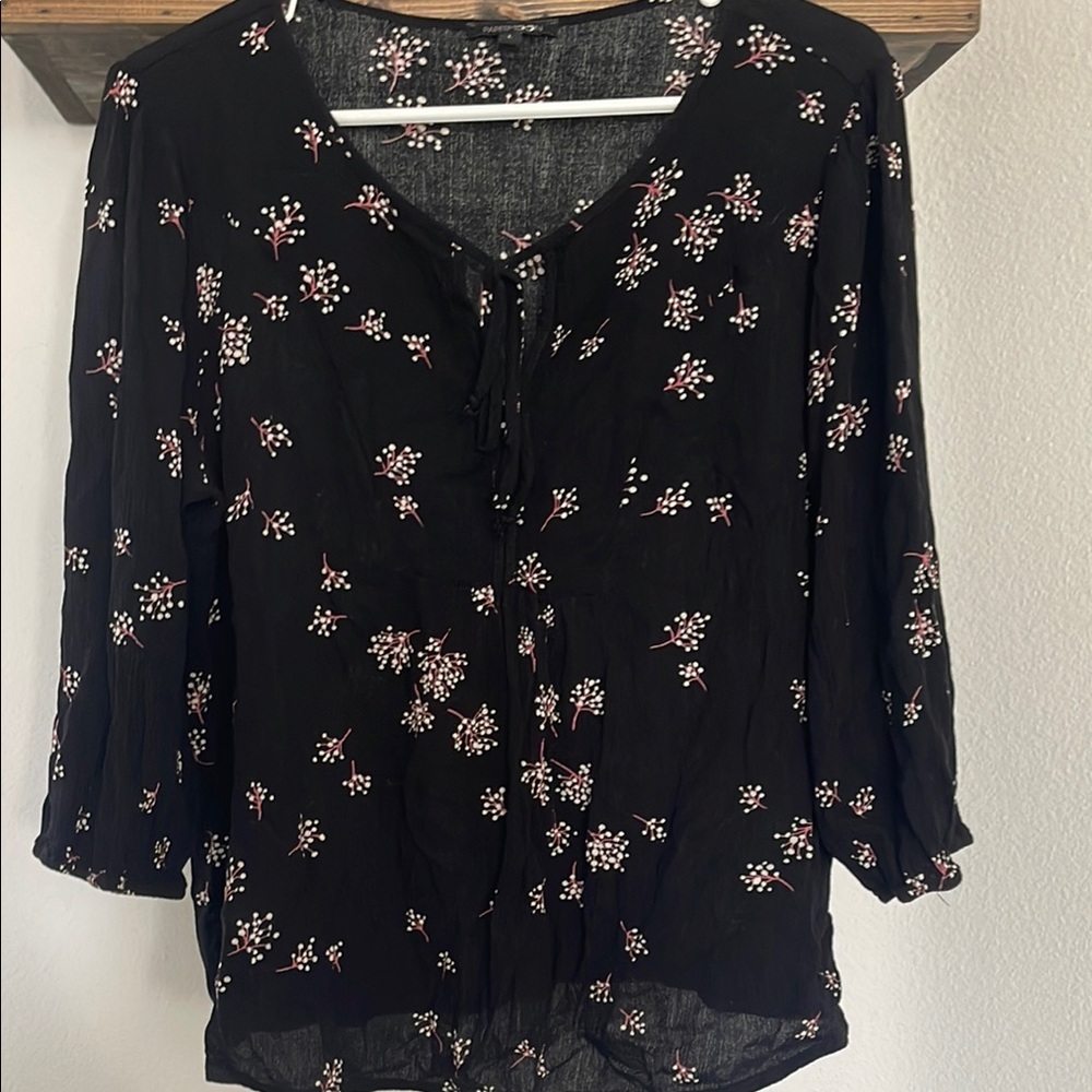 Floral Black Blouse